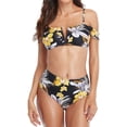 thumbnail image 3 of Womens Floral V Wired Neck Bikini Sets Off Shoulder Two Piece Swimsuits, 3 of 6