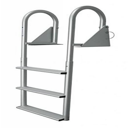 Aluminum 12 Volt Outdoor Step - JIF MARINE DJW5-W 5-Wide Step Hinged Dock Ladder - Anodized Aluminum