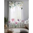 thumbnail image 2 of Sheer Curtains 84 Inches Long, Spring Flowers Semi Sheer Curtains Light Filtering Window Treatment, Botanical Tulips Eucalyptus Leaves Privacy Voile Drapes for Living Room Bedroom 52x84 Inch, 2 of 7