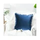 thumbnail image 4 of Funda de almohada de terciopelo granulado suave y sólida, adecuada para sofá, dormitorio, coche, 18 x 18 pulgadas, azul oscuro, 4 of 4