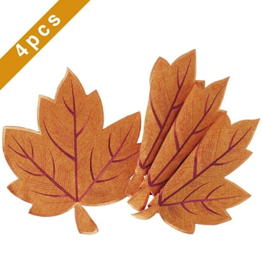 OVZME Embroidered Maple Leaf Applique Placemats Set of 4， 15 Inch Rustic Thanksgiving & Home Decor， Reusable Heat Resistant Placemat Elegance Autumn Harvest Maple Leaf Accents， 15x15 Inches Rust