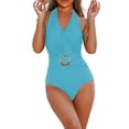 thumbnail image 1 of Plus Size Swimsuit for Women Spring Summer Solid Color Beach Vacation Casual Plus Size Tankini Swimwear Blue, 1 of 4