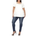 thumbnail image 4 of White Mark Women's Plus Size Crisscross Neck Short Sleeve Top, 4 of 5