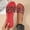 Red, variant on Womens Black Rhinestone Slide Sandals Flat Sparkly Slides Comfortable PU Bling Sandals Size 7.5