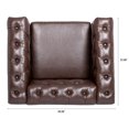 thumbnail image 5 of Classic Faux Leather Sofa, Upholstered Tufted Single Couch Armchair with Removable Cushion Rubber Wood Legs for Living Room Bedroom Apartment, 5 of 16