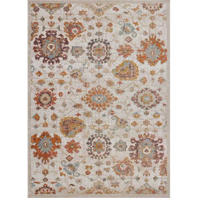 Ladole Rugs Venice Marigold Cream Ornamental Indoor/Outdoor Area Rug 6'5" x 9'5"
