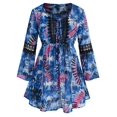 thumbnail image 1 of Más el tamaño de ganchillo Panel Impreso atan para arriba la blusa Rosegal  Blusas Tallas Grandes, 1 of 5