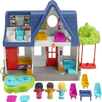 Fisher-Price Little People Toddler Play House with Lights & Smart Stages Learning, 10 Pieces