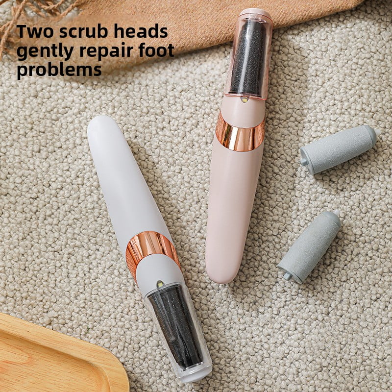 Electric foot grinder, callus trimmer, exfoliating machine, LED lamp auxiliary design, two scrubbing heads.
