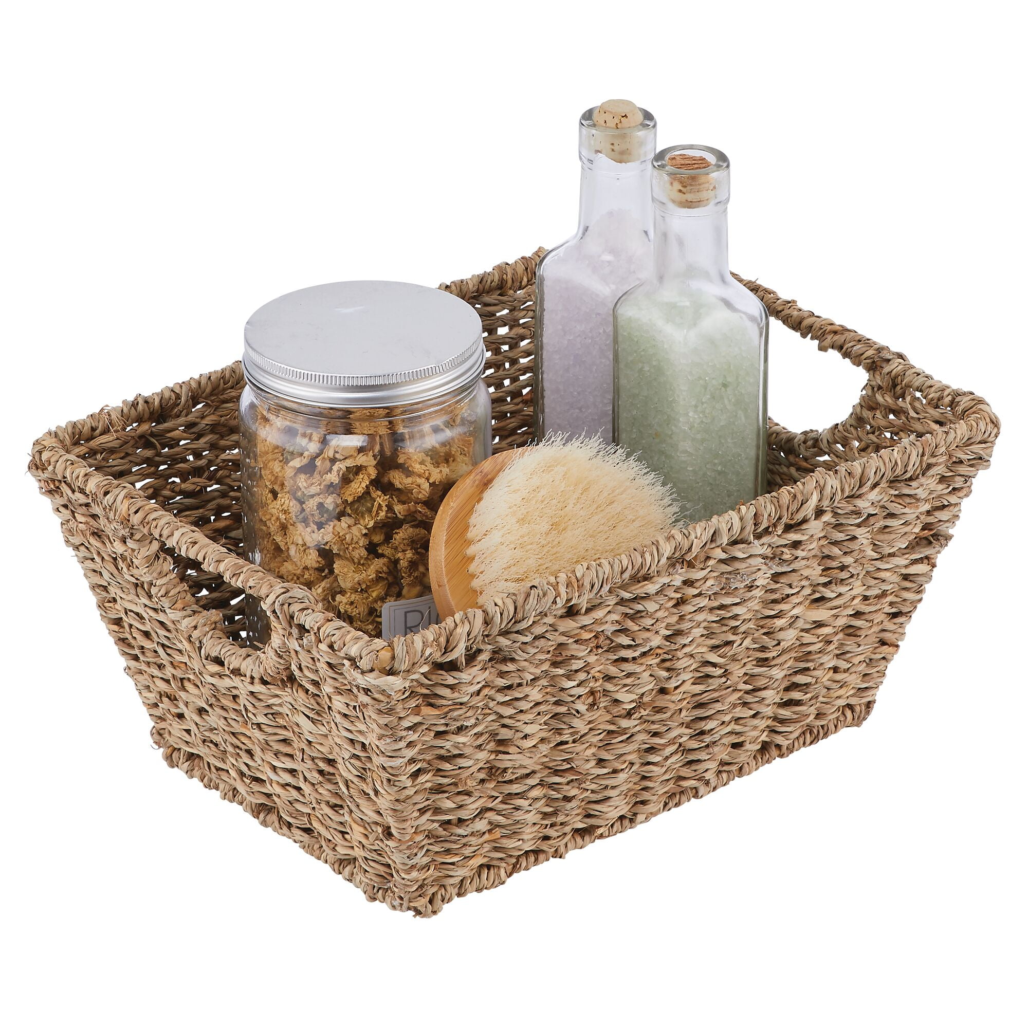 mDesign Woven Seagrass Nesting Kitchen Storage Basket Bins, 4 Pack - Natural/Tan