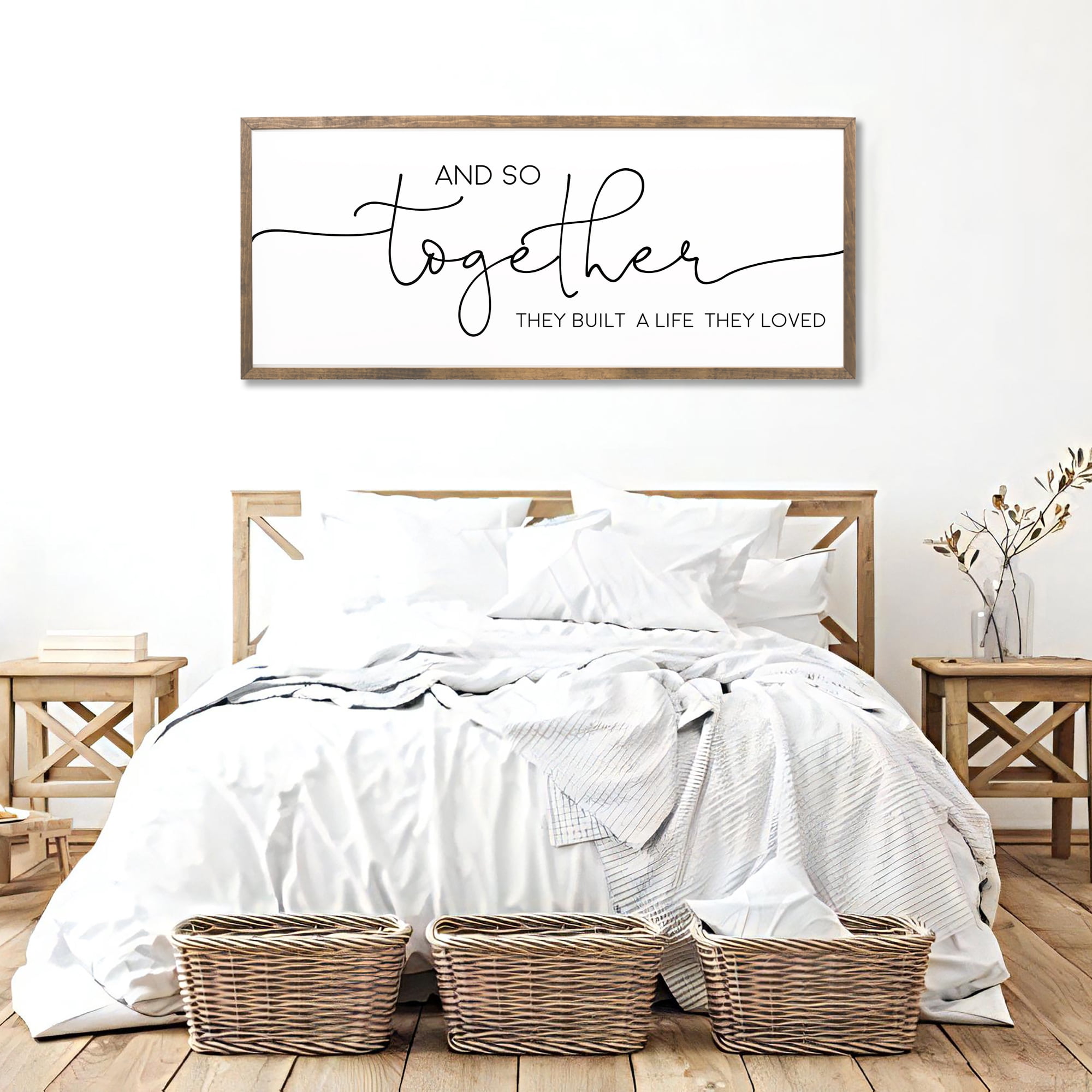 And so Together They Built a Life They Loved Wooden Sign 16x32 inches | Large Sign Above Bed | Bedroom Wall Decor | Over the Bed Decor | Bedroom Signs Above Bed | Anniversary Gift | Wedding Gift