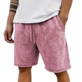 thumbnail image 2 of JoveMarine Men's Casual Summer Shorts, Versatile Solid Color Shorts for Daily Work and Beach, Lightweight Breathable Elastic Waist Shorts Pink L, 2 of 6