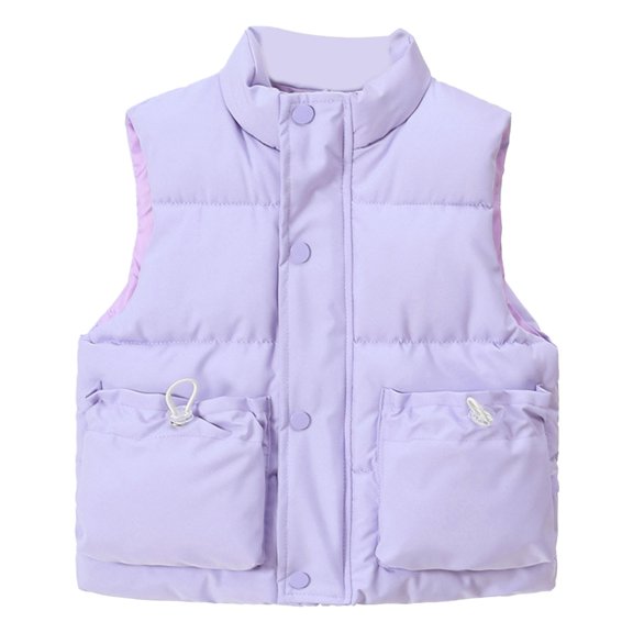 GiLiling Girls Boys Puffer Vest Sleeveless Quilted Bubble Jacket Padded Gilet down Vest Zip up Stand Collar Fall Winter Warm Casual Clothes (Purple, 6-7 Years)