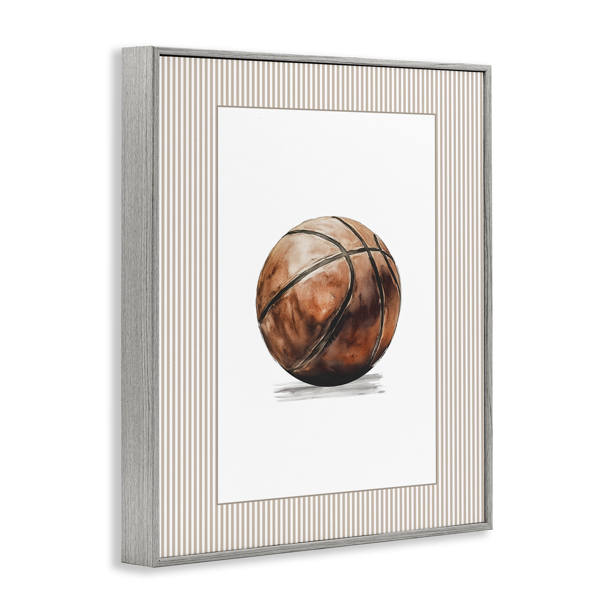 Stupell Industries Vintage Sports Basketball Gray Framed Giclee Art, design by Christine Simpson Art