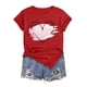 thumbnail image 4 of Blusa informal de mujer con estampado, cuello redondo y manga corta: poliéster suave, corte ajustado, versátil para uso diario/festivo, tallas S-XXL., 4 of 4