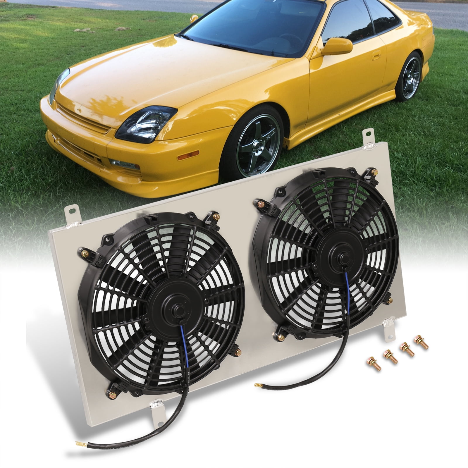 AJP Distributors JDM Engine Cooling Aluminum Radiator 12" Dual Fan