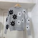 thumbnail image 3 of Suéter de punto con estampado floral de margaritas para mujer, jersey de marca de diseñador Y2K, otoño/invierno coreano, cuello redondo, Sandos, suéter para mujer, 3 of 4