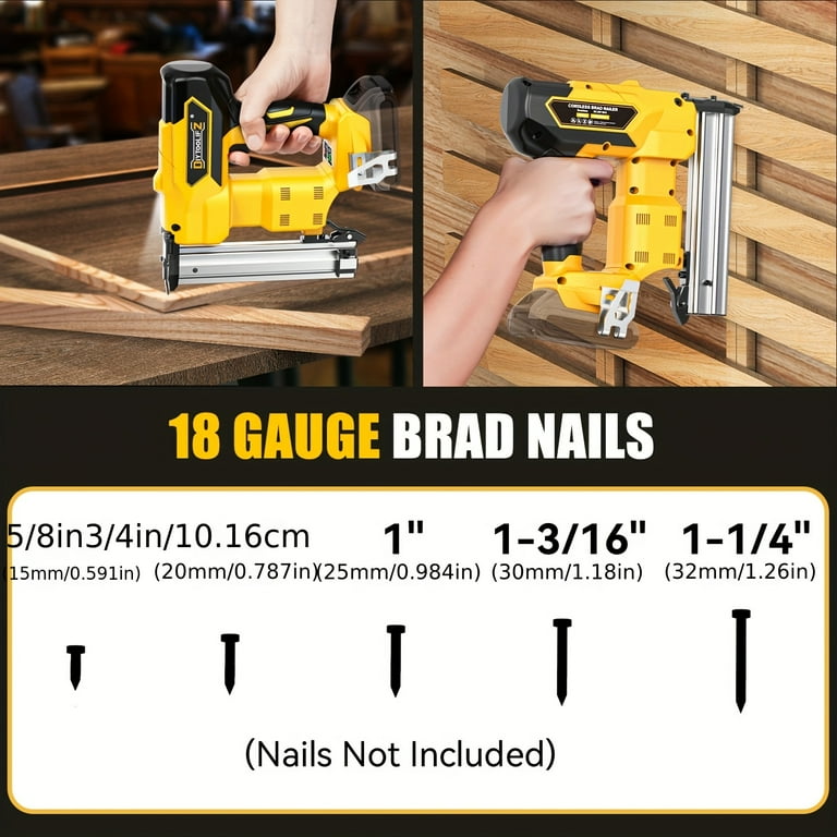 Electric Nail Gun SEESII Cordless Brad Nailer & Staple Gun 2-in-1 - 18 Gauge With 2.0Ah Battery & 1000pcs Nails Cordless Woodworking Tool