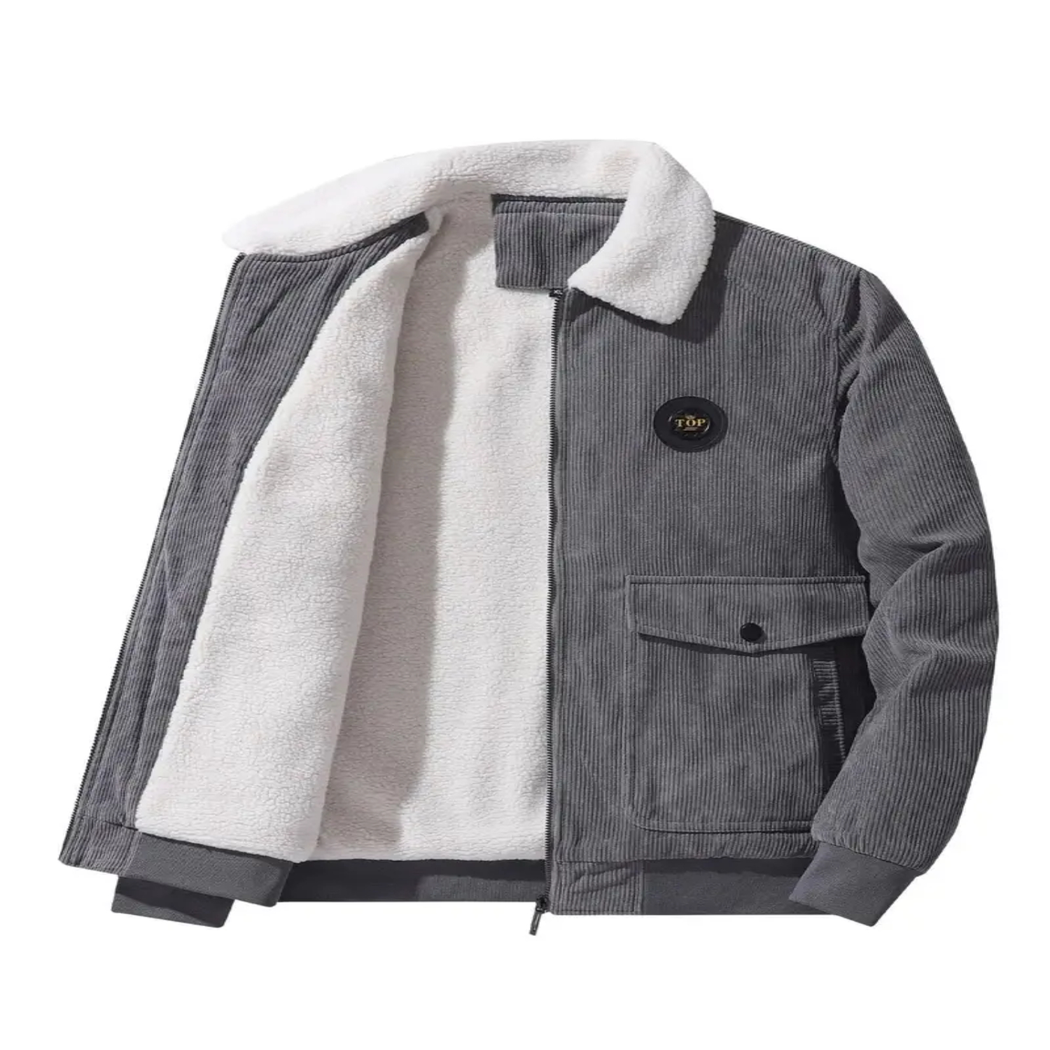 Cord jacket with borg collar mens 2025
