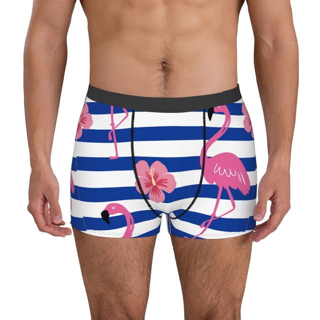 Balery Pink Flamingo Calzoncillos bóxer para hombre, ropa interior de algodón suave y transpirable con cinturilla de nailon-X-Large