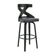 thumbnail image 2 of Armen Living Gayle 26" Faux Leather Swivel Cross Counter Stool in Gray/Black, 2 of 10