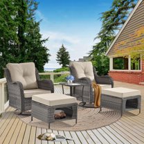 5 Pieces Outdoor Patio Furniture Set with Swivel Rocking Chair Ottoman