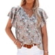 thumbnail image 1 of Blusas de mujer Casual Boho Estampado floral Cuello en V Manga corta Camisas sueltas elegantes Tops, 1 of 5