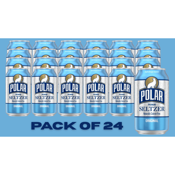 Polar Seltzer, Original Seltzer Water – 24 Cans (12 fl oz Each), Naturally Calorie-Free Sparkling Water