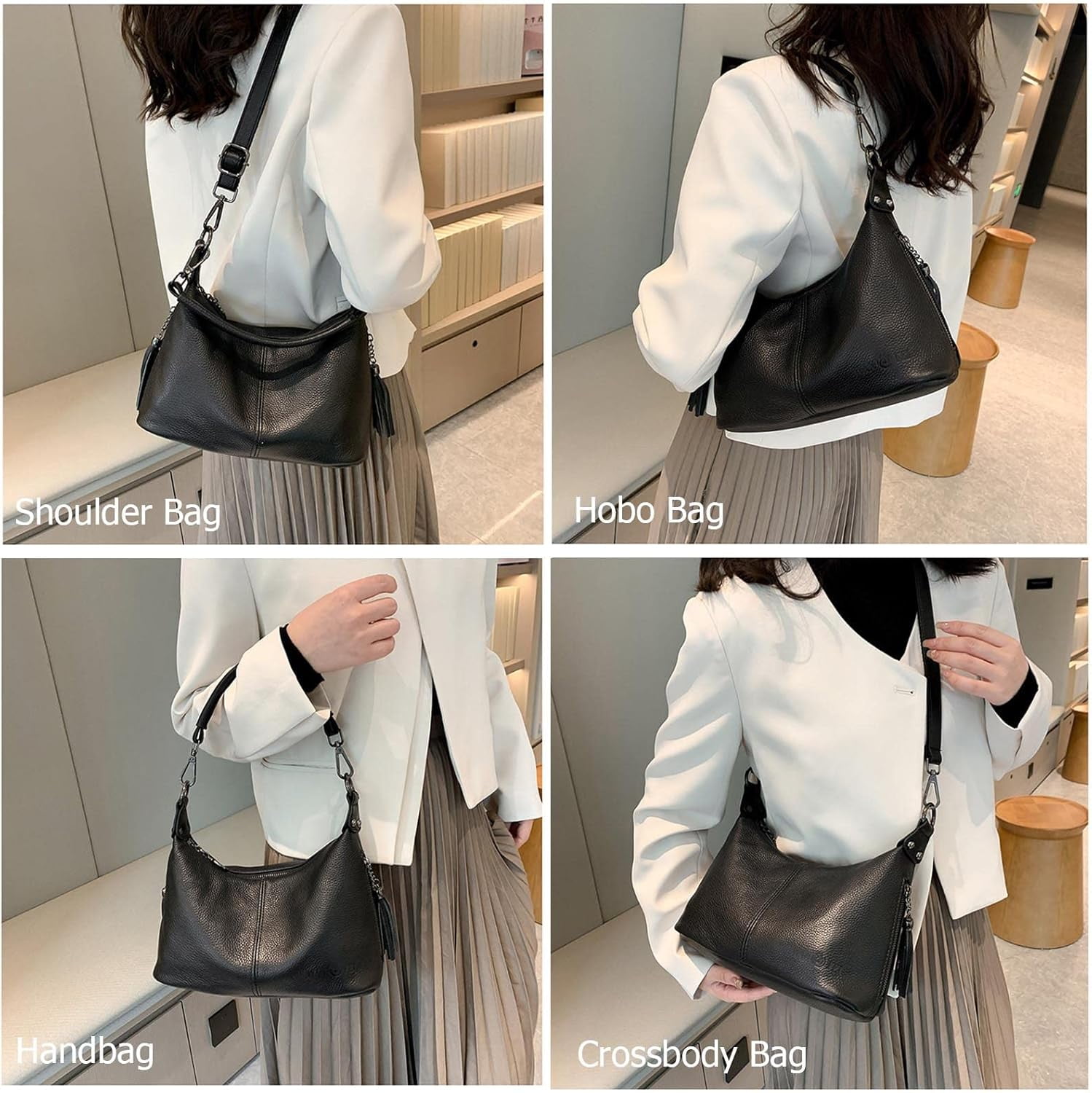 Genuine Leather Crossbody Bags for Women Hobo Purses and Handbags Ladies Shoulder Crossbody Purse