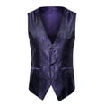 thumbnail image 3 of IDALL Vest for Men Dress Shirts for Men Suits Suit Vest V Neck Silm Fit Floral Formal Suit Waist Coat Lightweight for Wedding Prom Business Suit Comfort Colors Tshirt Purple L, 3 of 5