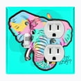thumbnail image 1 of Metal Light Switch Plate Outlet Cover (Elephant Teal - Single Toggle Single Duplex), 1 of 2