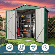 6 x 4 Outdoor Storage Shed with Lockable Door, Aiho Metal Garden Shed, House Storage Sheds Outdoor for Backyard, Garden & Patio Organization - Green