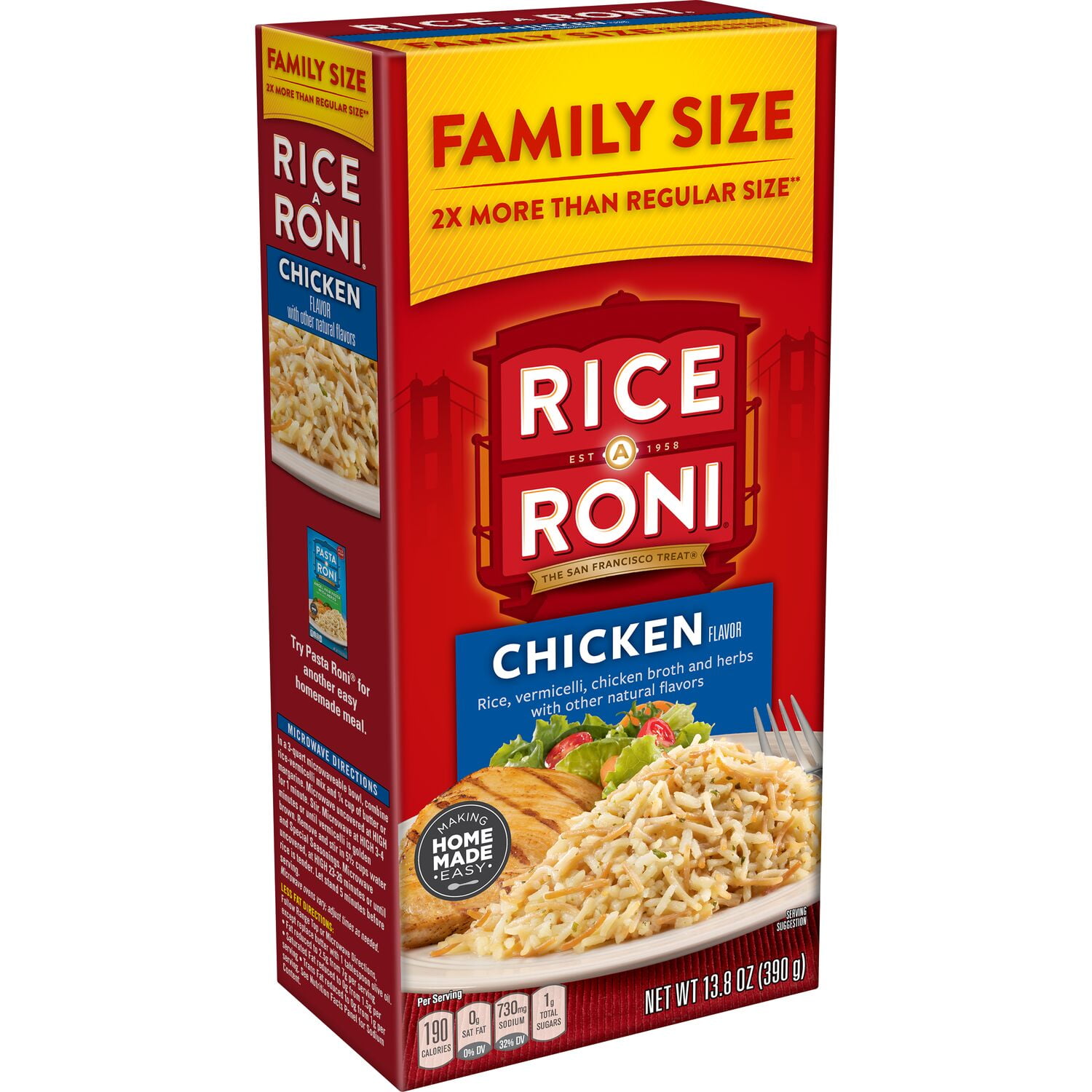 Rice-A-Roni Chicken Rice & Vermicelli Mix Packaged Meal, Family Size, Shelf-stable 13.8 oz Box (Pack of 6)