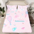 thumbnail image 2 of Feelyou Cartoon Badminton Kid Full Size Sheets, Pink Princess Bed Sheets, 4pcs, 2 of 7