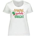 thumbnail image 3 of Inktastic Christmas Baking Spirits Bright with Green Oven Mit Women's Plus Size T-Shirt, 3 of 5