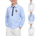 thumbnail image 6 of Boy's Cotton Long Sleeve Shirt Kids Button Down Collared Shirts Lightweight Preppy Casual Uniform School Dress Shirts, 6 of 6