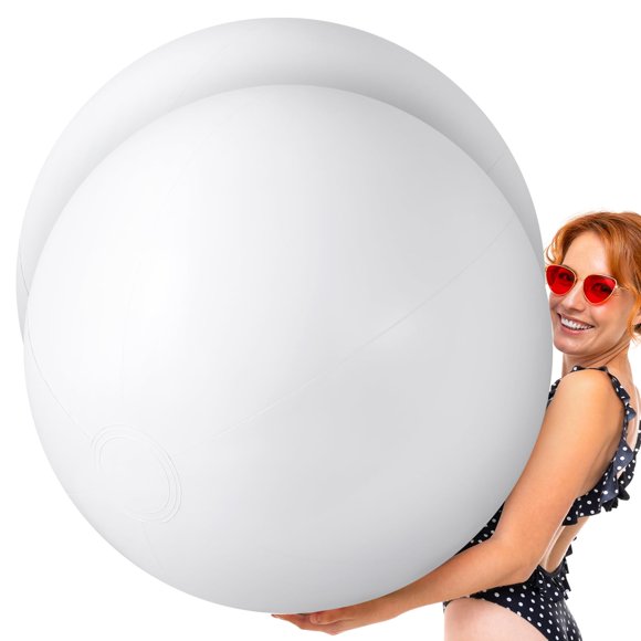 Gemscream 2 Pcs 6.5 Pieds Ballon de Plage Géant Blanc Grande Ballon Gonflable pour Piscine Fête d'Été Décorations de Plage Massives Fournitures pour Jeux d'Eau Naissance