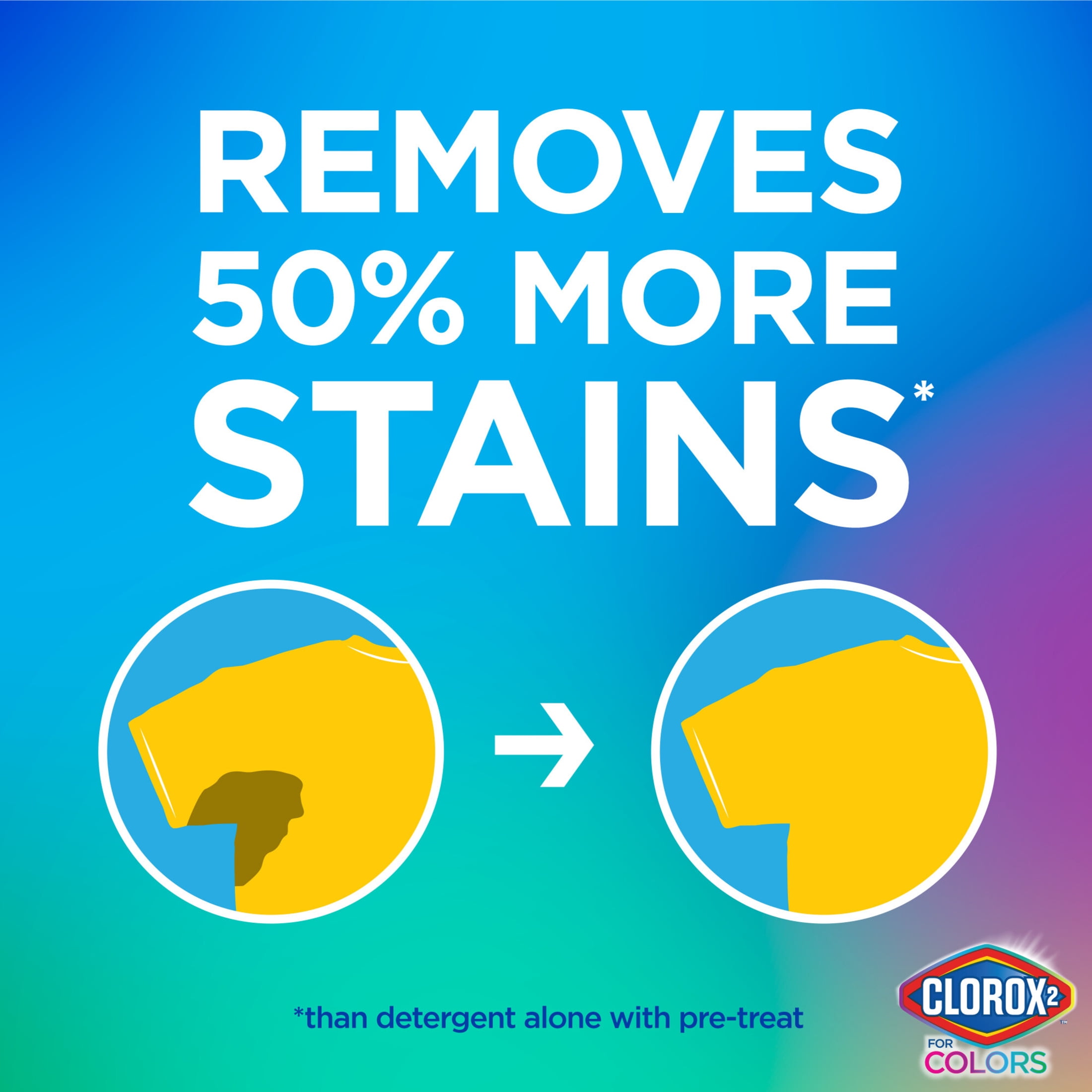 Clorox 2 for Colors Laundry Stain Remover and Color Booster Pods, Regular, 25.4 oz, 40 Count