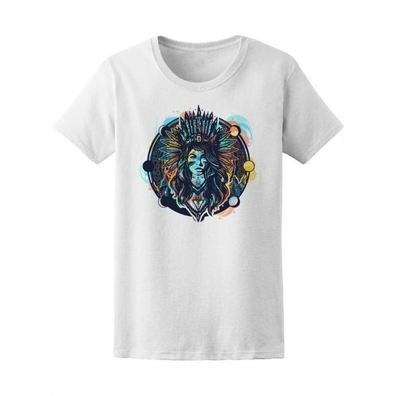 Smartprints Womens Graphic Tee - Native Tribal Woman - Regular Fit 100% Cotton