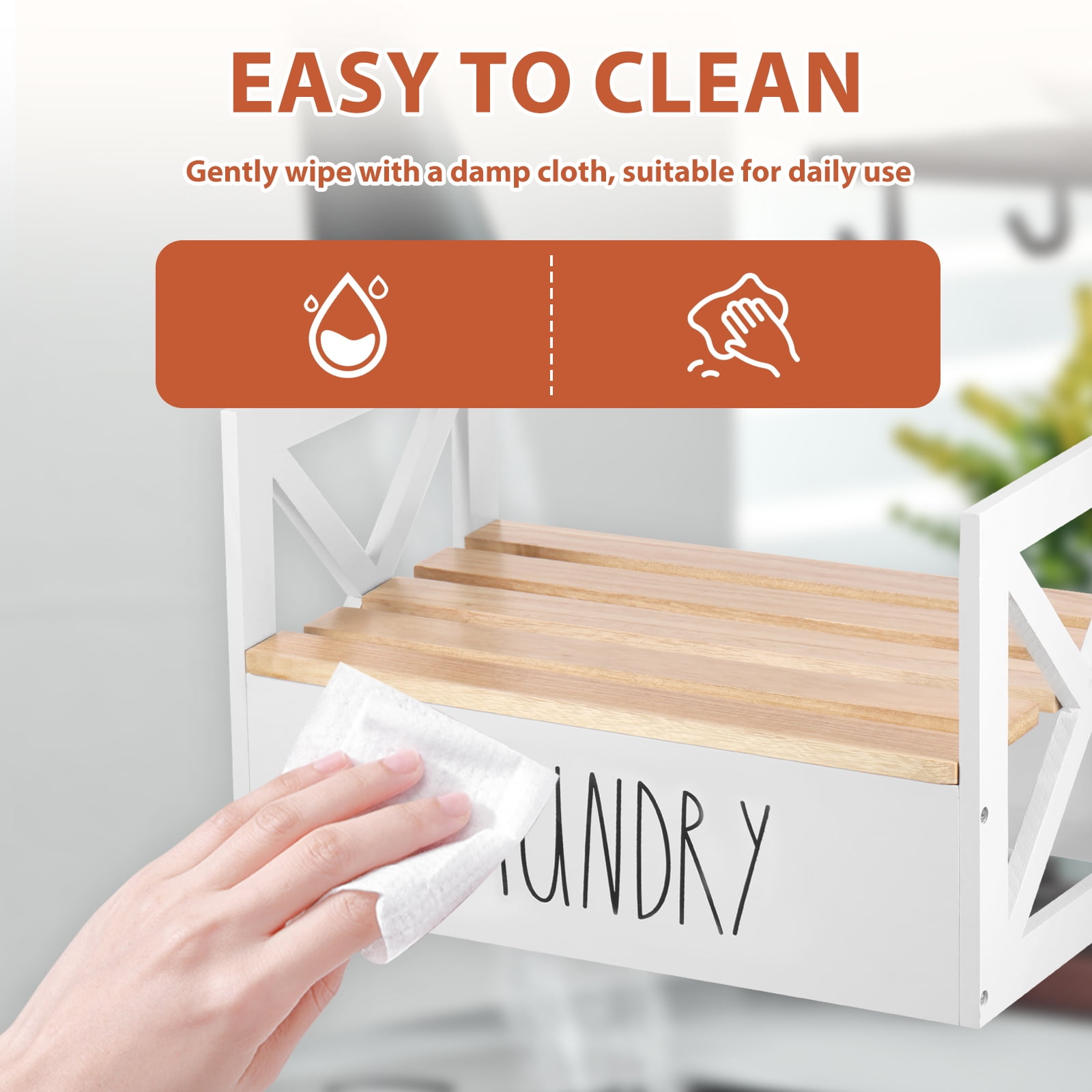 LINFANG Wooden Laundry Detergent Holder Easy Assembly Liquid Soap Storage Organizer Liquid Detergent Stand for Household Cleaning Supplies