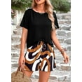 thumbnail image 4 of PRETTYGARDEN Women's Summer 2 Piece Outfits Lounge Sets Short Sleeve Tee Shirts Tops Blouses Pockets Printed Shorts Tracksuit, 4 of 10