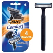 BIC Comfort 3 Men's 3-Blade Disposable Razors, Dorm Essentials for Guys, 4-Count