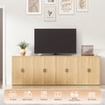 thumbnail image 3 of Brafabhome Accent Fluted Sideboard Buffet Cabinet with 4 Doors, Modern Credenza Storage Cabinet with Adjustable & Removable Shelves for Living Room Dinning Room Entryway | Natural, 3 of 10