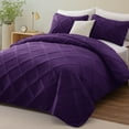thumbnail image 4 of Exclusivo Mezcla Ultrasonic California King Quilt Set, 3-Piece Lightweight Bedspreads Modern Striped Coverlet, Deep Purple, 4 of 7