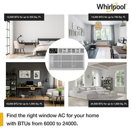Whirlpool - 1,500 Sq. Ft. 24,000 BTU Window Air Conditioner with 10,600 BTU Heater - White