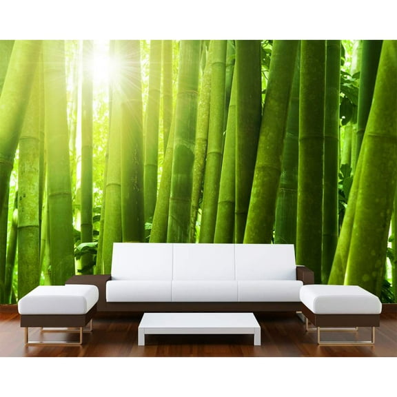 Startonight Mural Wall Art Green Bamboo Illuminated Nature Landscapes Wallpaper Photo 5 Stars Gift Large 10 x 28,82 ‘’ x 50,4 ‘’ Total 8’4”x 12'