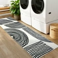 thumbnail image 2 of GlowSol 2'x6' Hallway Runner Rug Indoor Modern Geometric Stripes Print Non Slip Bedroom Runners for Laundry Kitchen, Black, 2 of 7