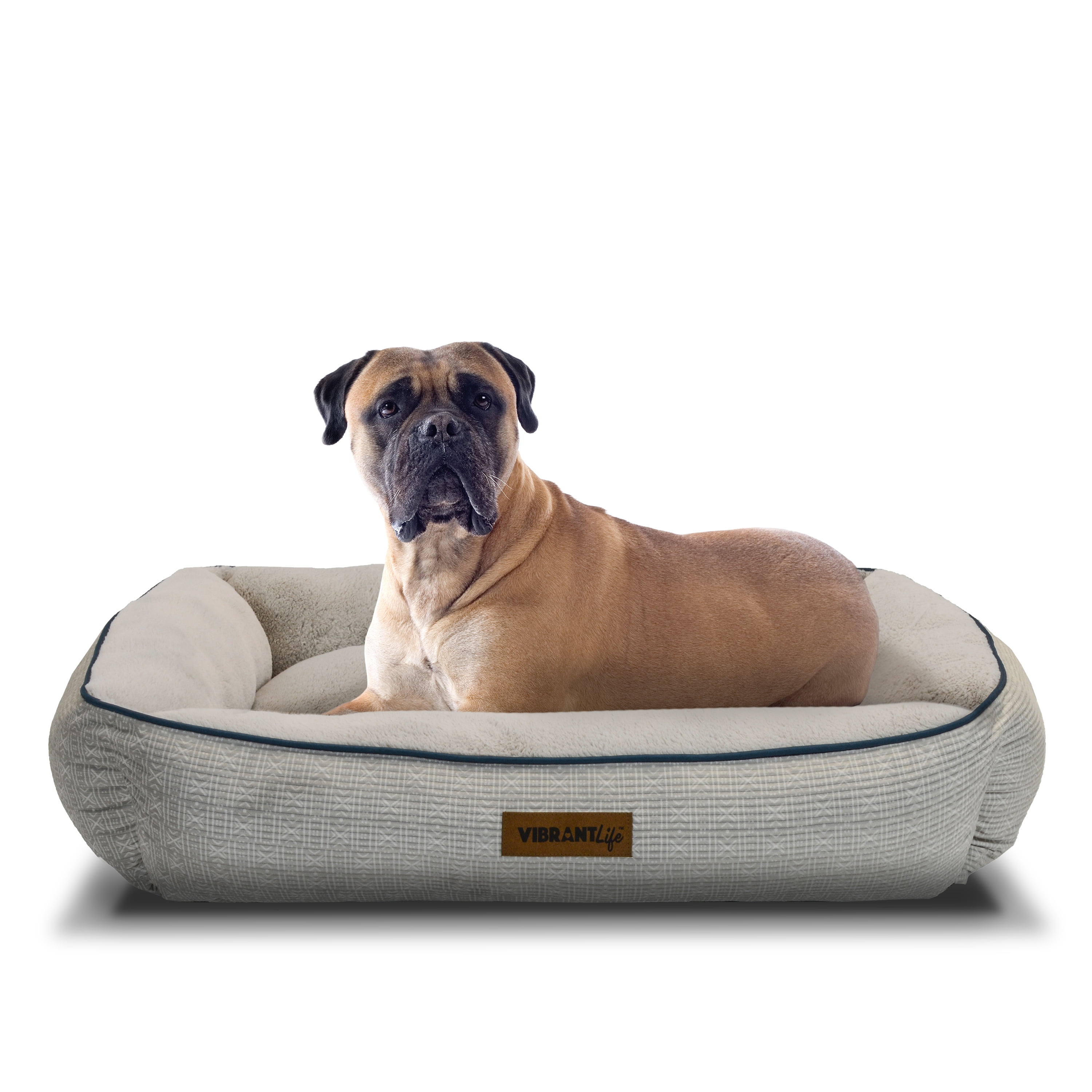 Vibrant Life Lounger Pet Bed, Large, Gray Print