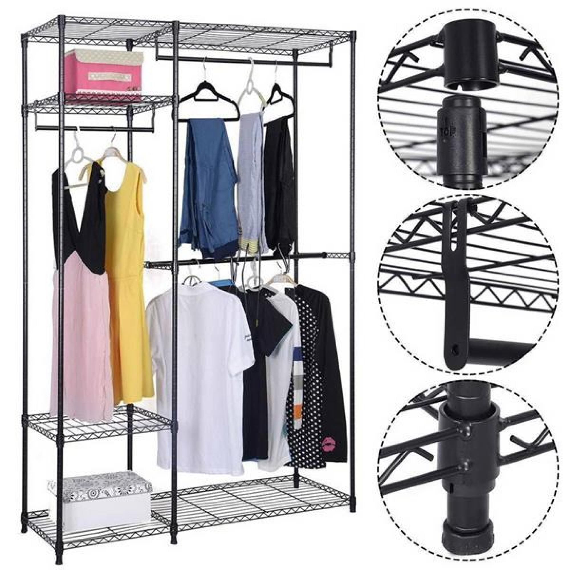 Black Iron 4-Tier Portable Closet System