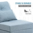 thumbnail image 3 of Convertible Flip Chair, Floor Lazy Sofa, Folding Upholstered Couch Bed with Adjustable Backrest, Metal Frame and Pillows for Living Room Bedroom, Blue, 3 of 5